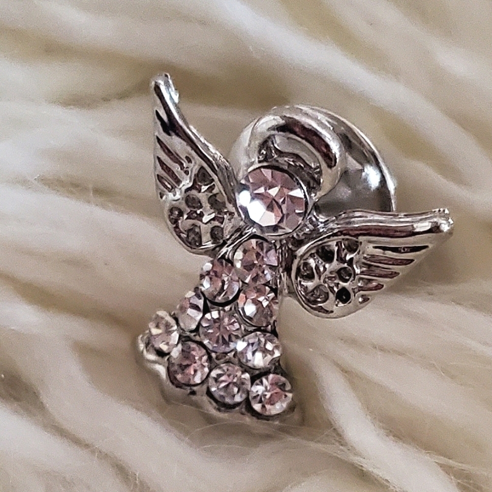 💃Silver Rhinestones Guardian Angel Brooch Badge. 🌴